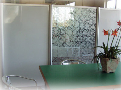 Stellwand R8 mit Glas Raumteiler Look